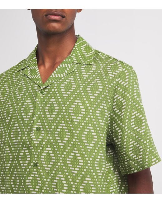 Frescobol Carioca Green Linen Raffia Roberto Shirt for men
