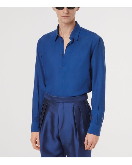 Tom Ford Blue Cotton-Silk Shirt for men