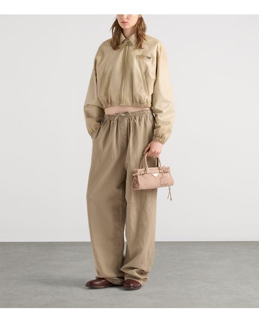 Prada Brown Mini Suede Bonnie Top-Handle Bag