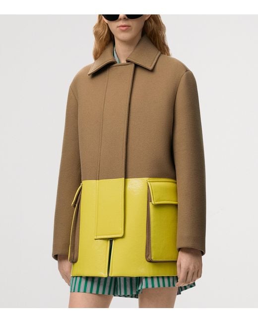 Loewe Yellow Wool-Blend Two-Tone Coat for men