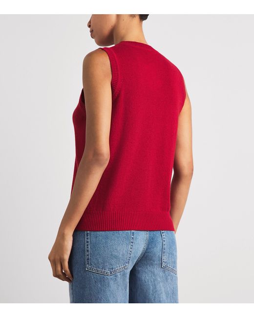 ME+EM Red Cashmere V-Neck Sweater Vest