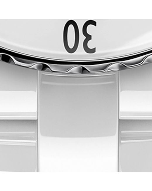 Chanel White Ceramic, Steel And Diamond J12 Watch