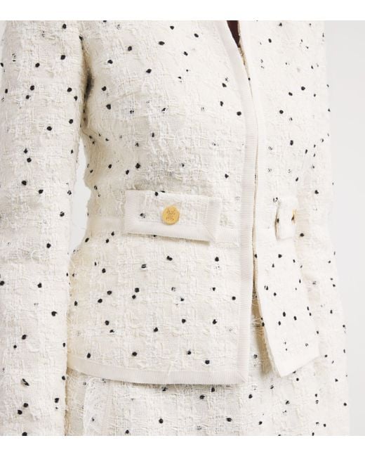 Giambattista Valli White Cotton-Blend Polka-Dot Jacket
