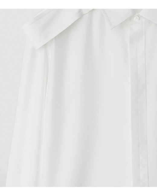 Burberry White Silk Epaulette-detail Shirt