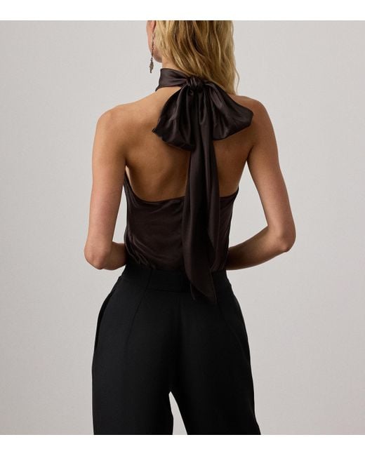 Ralph Lauren Brown Stretch-Silk Charmeuse Chilton Blouse