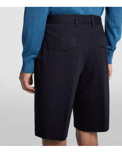 Zegna Blue Cotton-linen Summer Chino Shorts for men