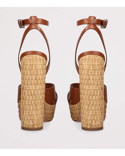 Aquazzura Brown Leather Sunseeker Plateau Sandals 140