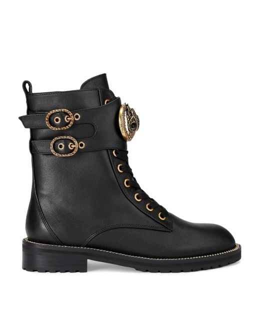 Kurt Geiger Black Leather Stoop Lace-Up Boots