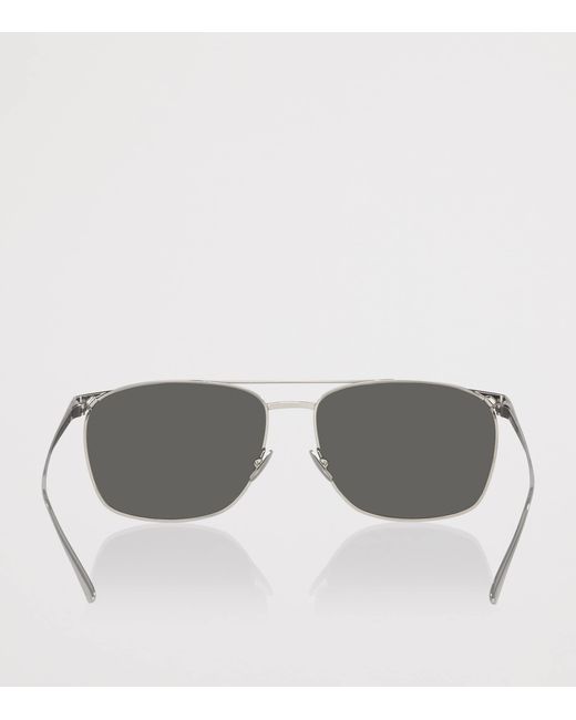 Saint Laurent Gray Metal Pilot Sunglasses for men