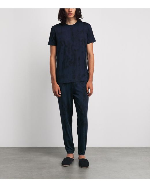 Derek Rose Blue Printed London T-Shirt for men