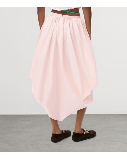 Loewe Pink X Paula's Ibiza Cotton Draped Midi Skirt