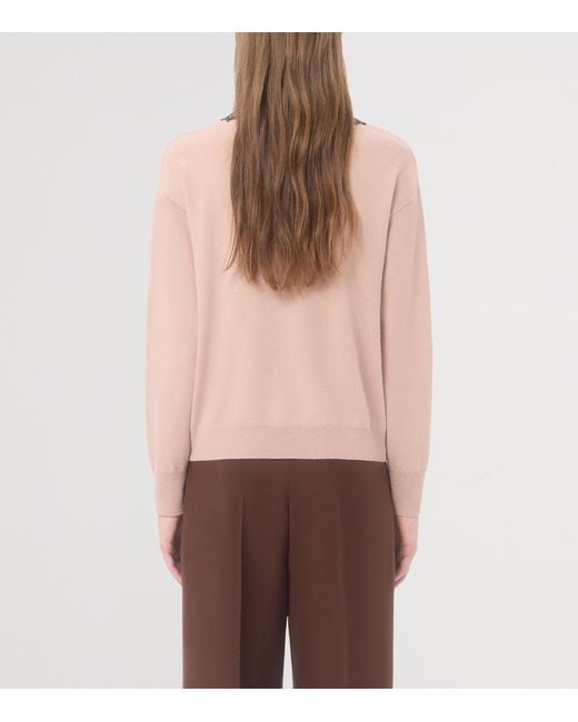 Valentino Pink Cashmere Lace-Trim Sweater
