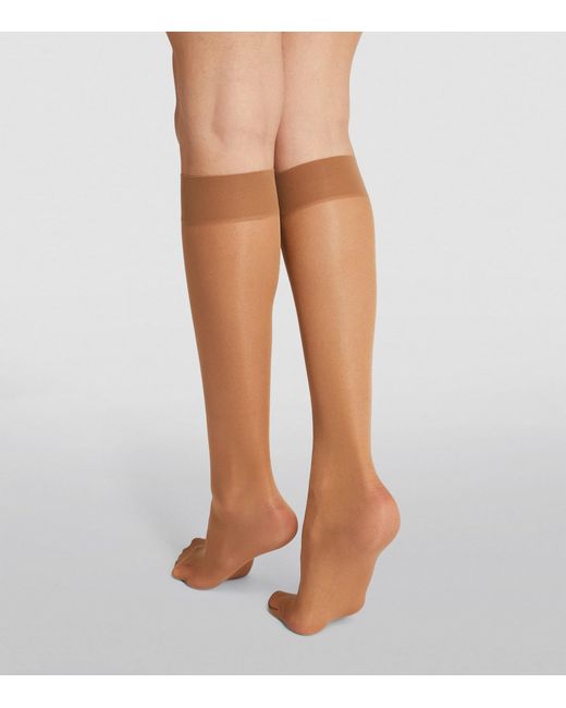 Wolford White Satin Touch 20 Knee-High Stockings