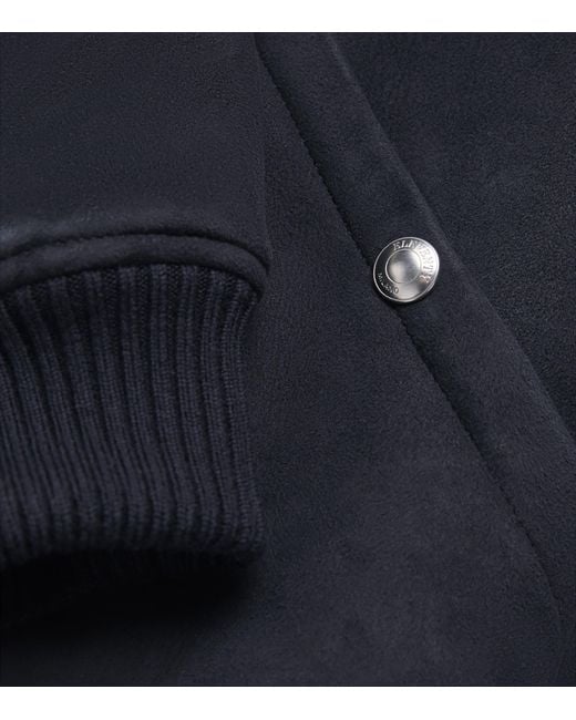 Eleventy Blue Shearling Bomber Jacket for men