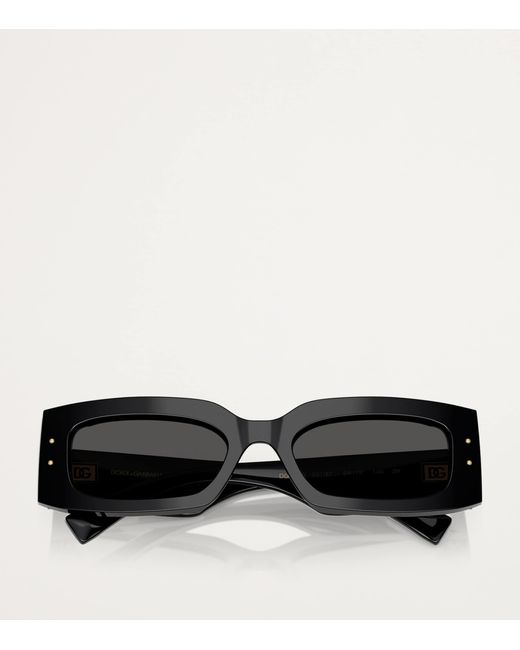 Dolce & Gabbana Black Acetate Rectangular Sunglasses