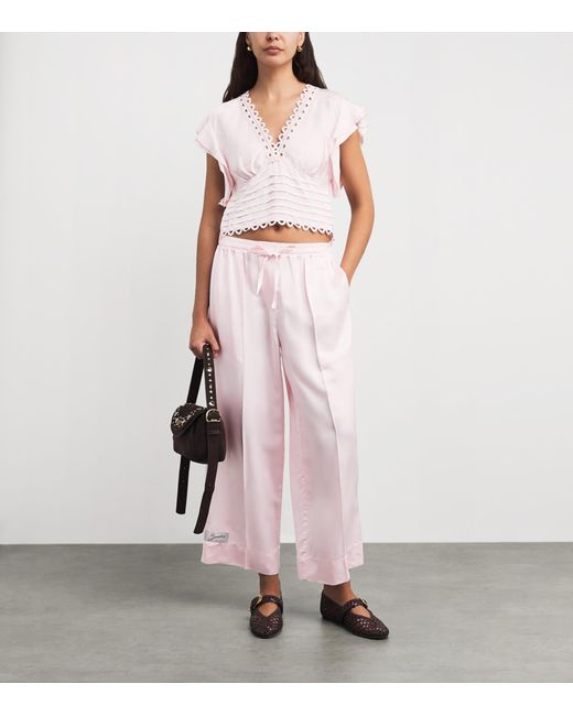 Sandro Pink Tie-Back Crop Top