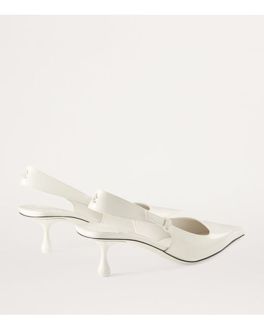 Jimmy Choo White Amel 50 Leather Slingback Pumps