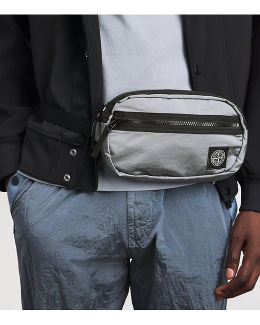 Stone Island Black Coated-Nylon Logo Belt Bag for men