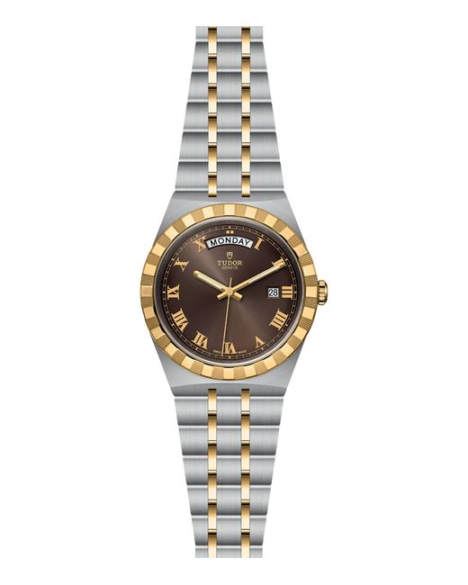 Tudor Metallic Royal Day And Date Stainless Steel And Yellow Gold Watch 41mm for men