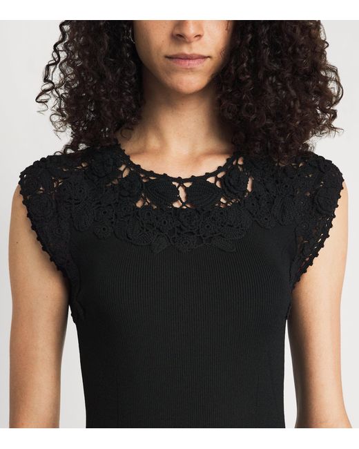 Ulla Johnson Black Crochet-Trim Noemie Mini Dress