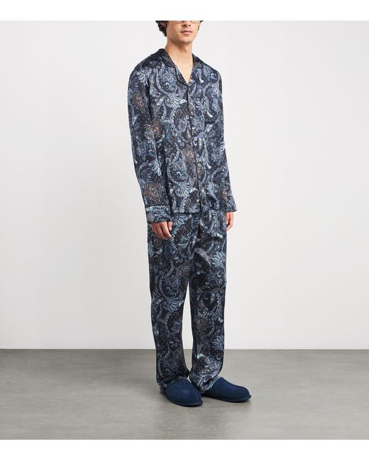 Harrods Blue Silk Paisley Pyjama Set for men