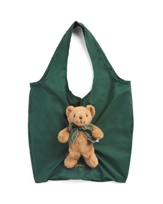 Harrods Green Henry Bear Packable Tote Bag
