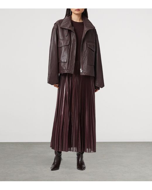 AllSaints Brown Clay Leather Jacket