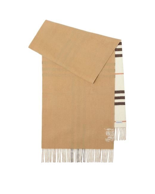 Burberry Natural Cashmere Wide Reversible Ekd Scarf