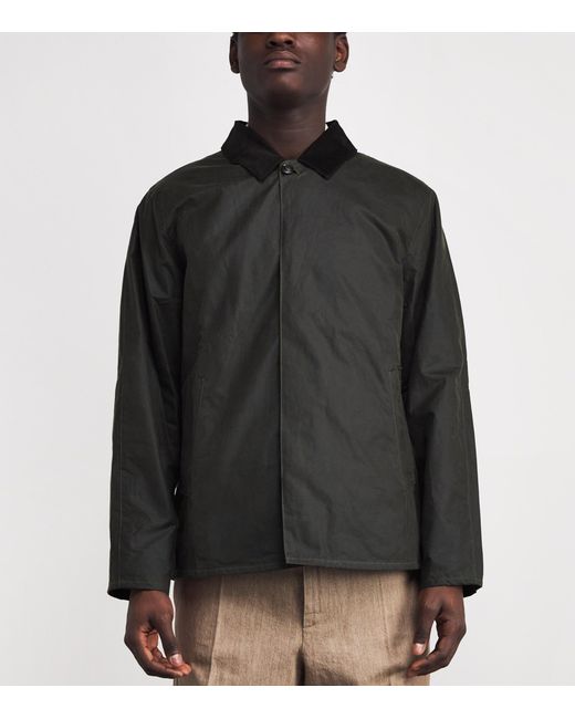 Barbour Black Short Waxed Lorden Mac Jacket for men