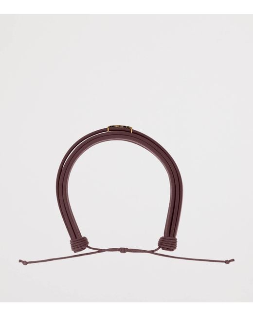 Saint Laurent Brown Leather Cord Cassandre Bracelet
