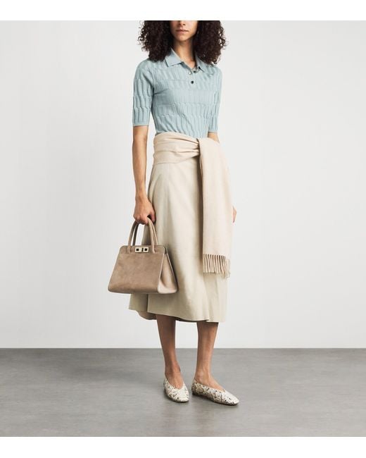Fabiana Filippi Blue Cashmere-Silk Ribbed Polo Shirt