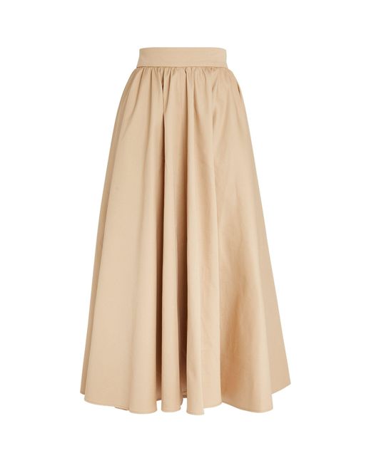 Patou Natural Cotton Pleated Maxi Skirt