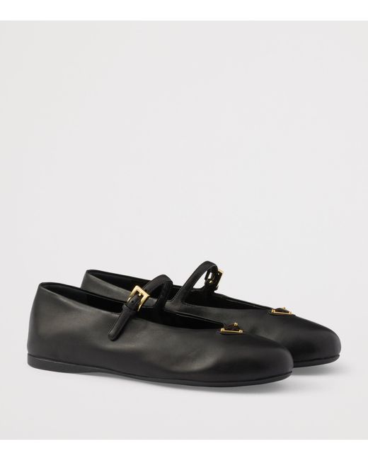Prada Black Nappa Leather Ballet Flats