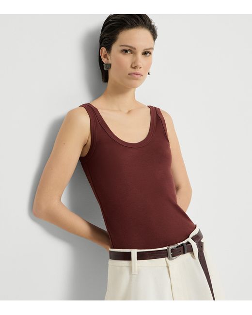 Brunello Cucinelli Red Stretch-Cotton Ribbed Tank Top
