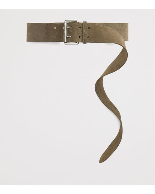 Ralph Lauren Brown Suede Double-Prong Buckle Belt