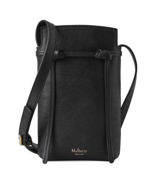 Mulberry Black Leather Clovelly Phone Pouch