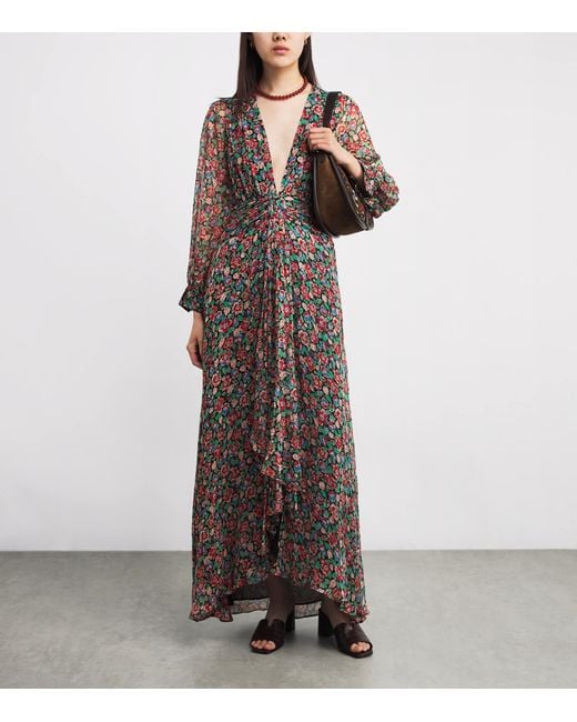 Rixo Brown Floral Jeannie Midi Dress