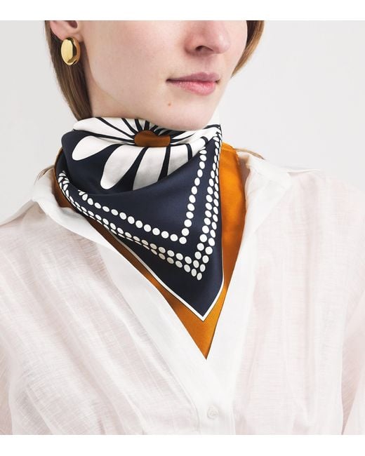 Sandro Blue Silk Floral Print Scarf