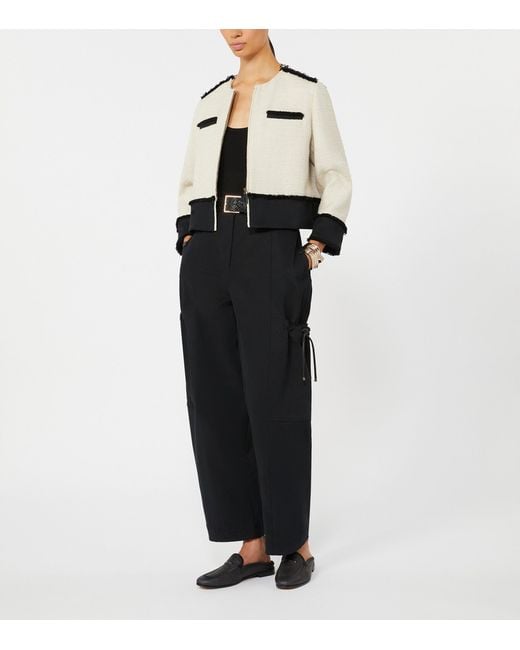 Max Mara Black Stretch-Cotton Cargo Trousers