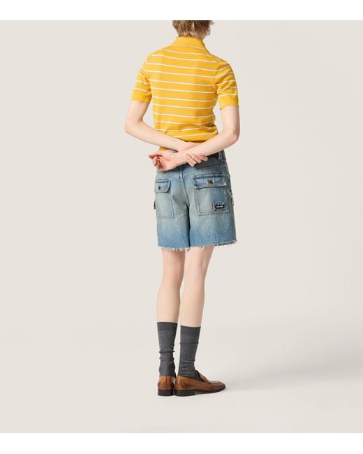 Miu Miu Yellow Cotton Stripe Polo Shirt
