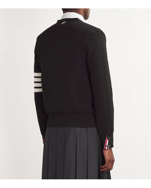 Thom Browne Black Milano-Stitch V-Neck Cardigan for men