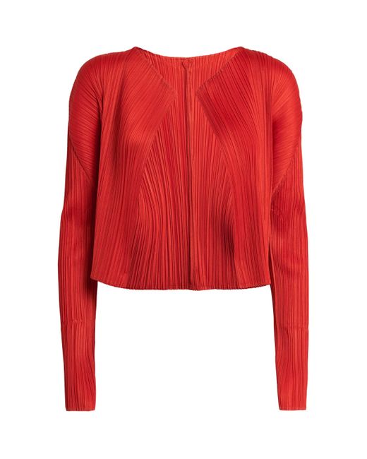 Pleats Please Issey Miyake Red Monthly Colors July Cardigan