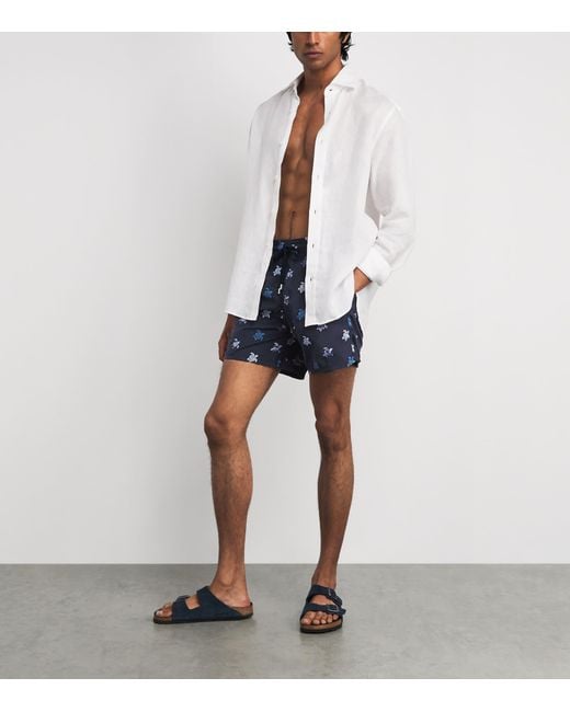 Vilebrequin Blue Embroidered Turtle Swim Shorts for men