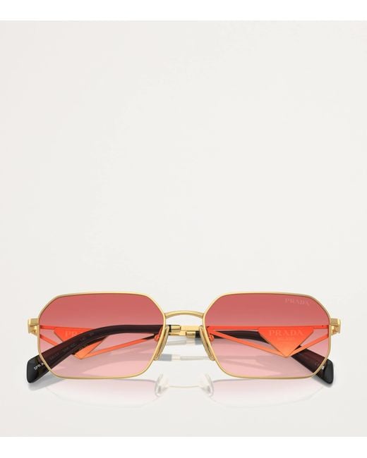 Prada Pink Metal Rectangular Sunglasses