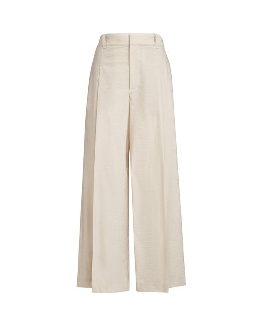Brunello Cucinelli White Cotton-Blend A-Line Trousers