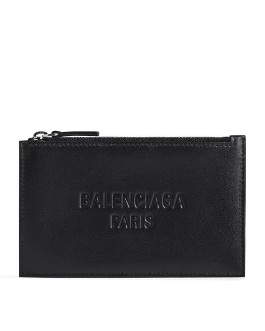 Balenciaga Black Leather Duty Free Zip Card Holder for men