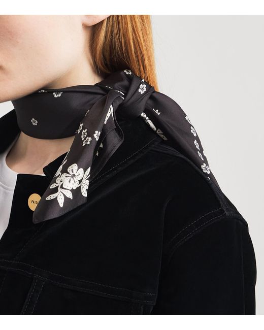 Claudie Pierlot Black Silk Floral Neck Scarf