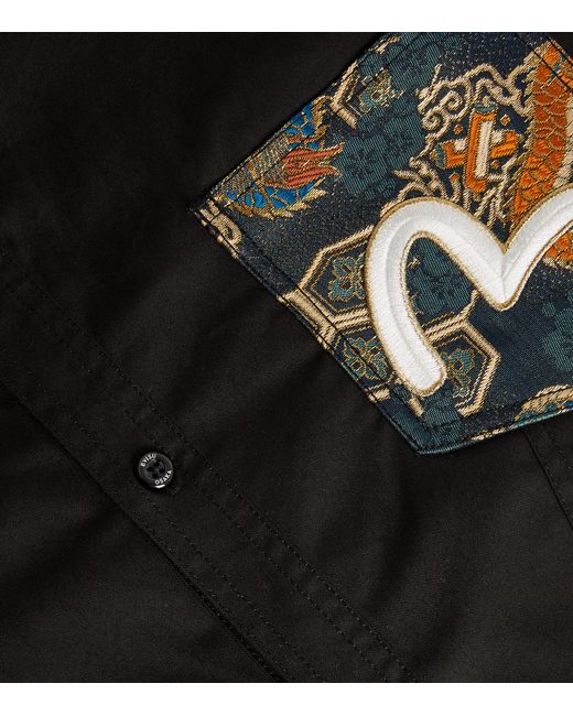 Evisu Black Brocade Pockets Shirt for men