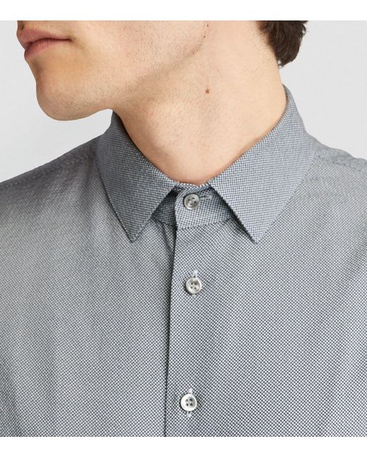 Giorgio Armani Gray Cotton Seersucker Shirt for men