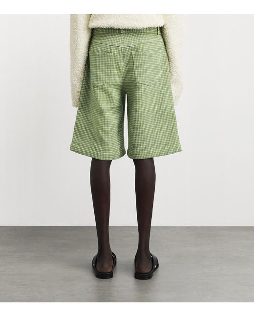 Séfr Green Houndstooth Nasedo Shorts for men